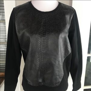 Helmut Lang Leather Black Pull Over Sweater - L